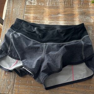 Lululemon Lined Running Shorts with Hot Pink Stitching.